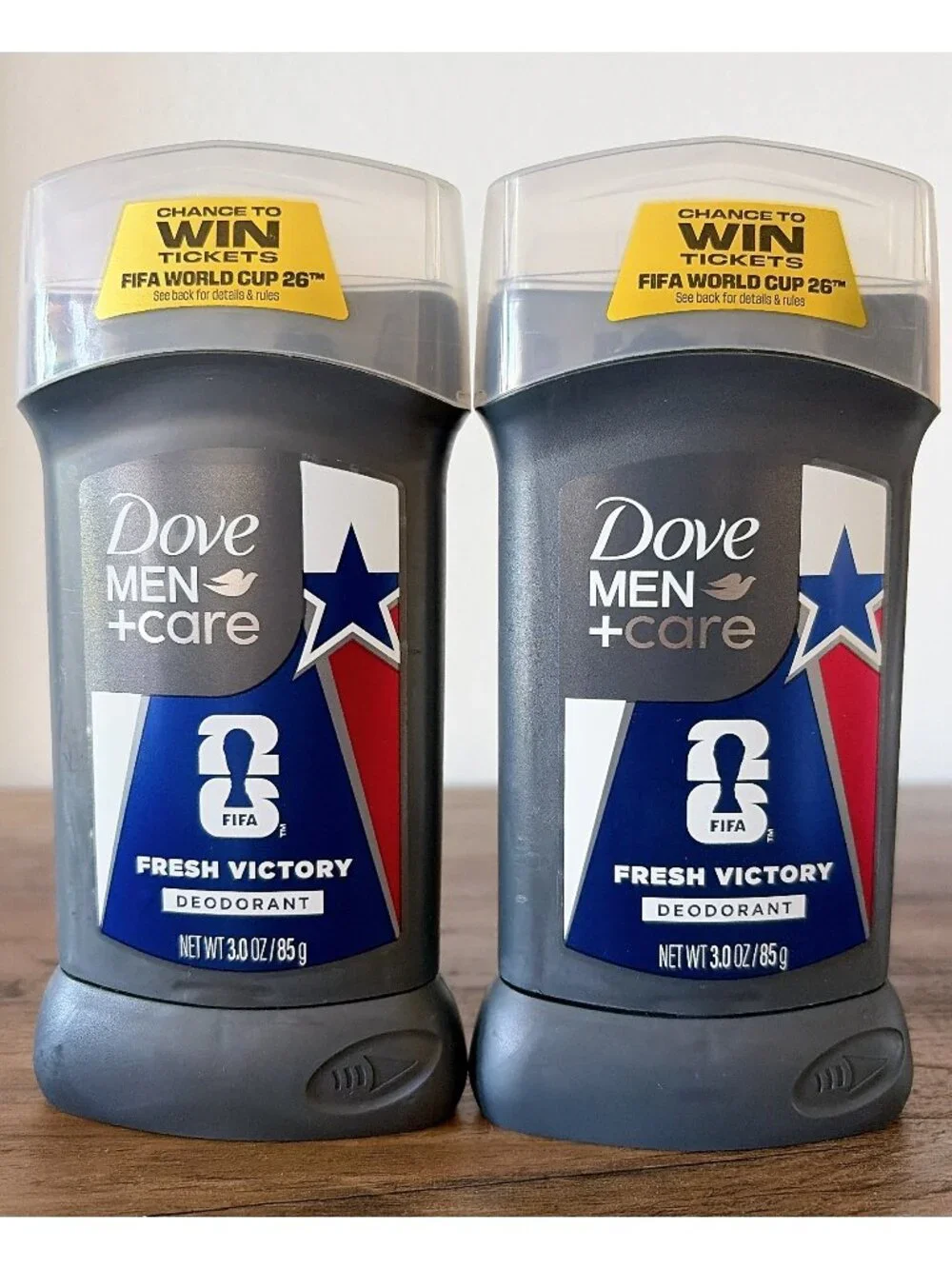 2 Dove Men+Care Fresh Victory FIFA World Cup Deodorant Stick 72H 3 OZ